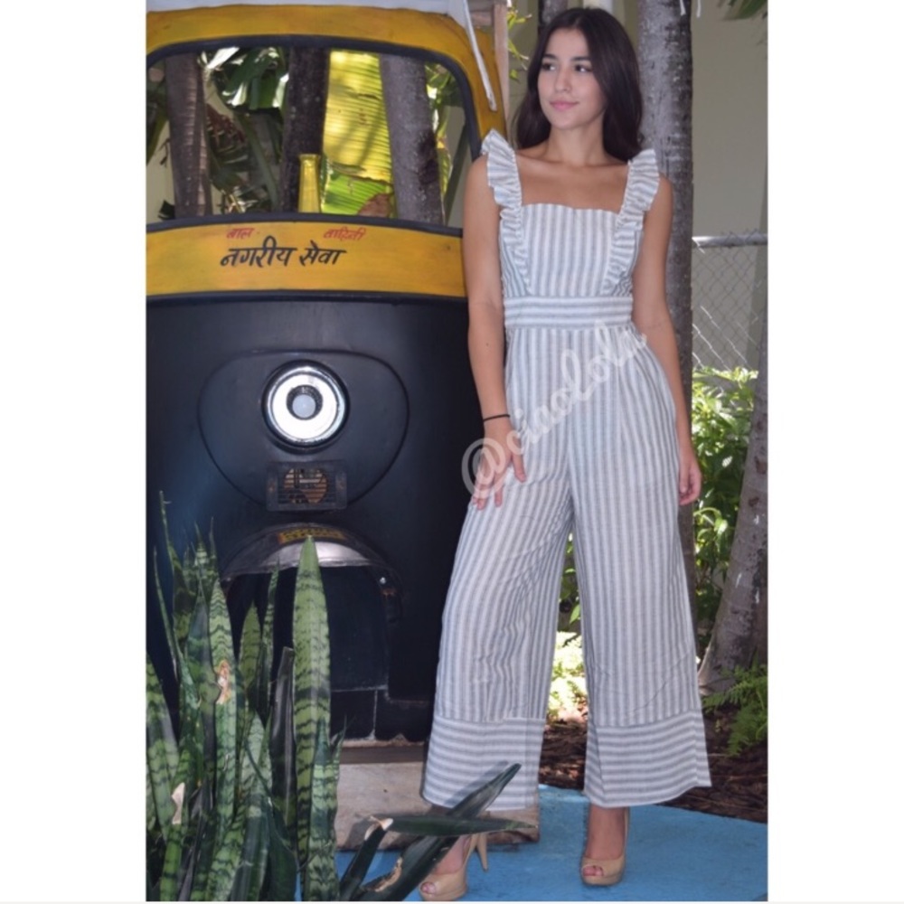 Clearance. Last one (S). Striped ruffle jumpsuit - Picture 3 of 3